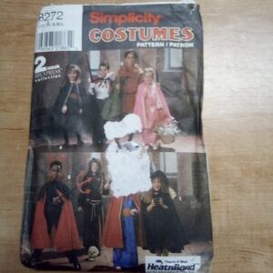 Simplicity Sewing Pattern 8272 Kids Cape Robe Tunic Headpiece Size Small-Large